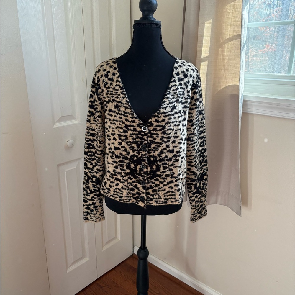 Fashion Nova Black and White Button-Up Sweater